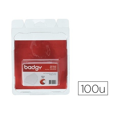 TARJETA PVC PARA IMPRESORA BADGY GROSOR 0,76 MM PACK DE 100 UNIDADES