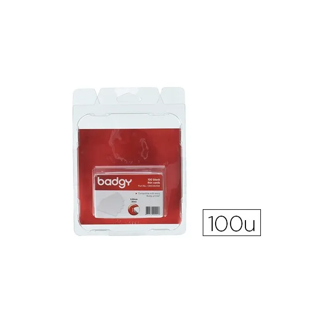 TARJETA PVC PARA IMPRESORA BADGY GROSOR 0,76 MM PACK DE 100 UNIDADES