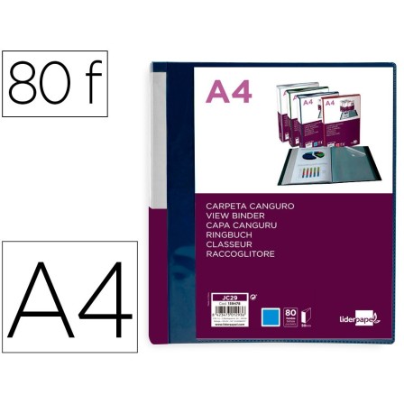 CARPETA LIDERPAPEL 80 FUNDAS CANGURO PP DIN A4 AZUL TRANSLUCIDO POR...