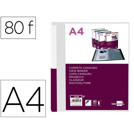 CARPETA LIDERPAPEL 80 FUNDAS CANGURO PP DIN A4 TRANSPARENTEPORTADA ...