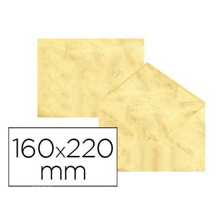 SOBRE FANTASIA MARMOLEADO AMARILLO 160X220 MM 90 GR PAQUETE DE 25