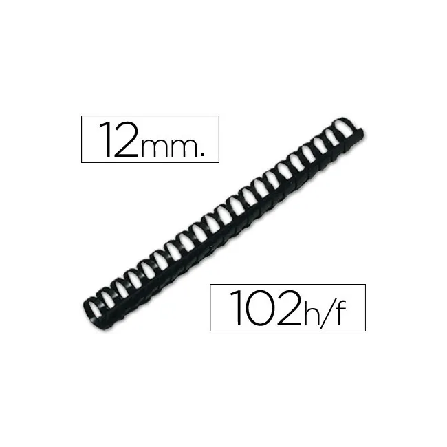 CANUTILLO Q-CONNECT REDONDO 12 MM PLASTICO NEGRO CAPACIDAD 102 HOJA...