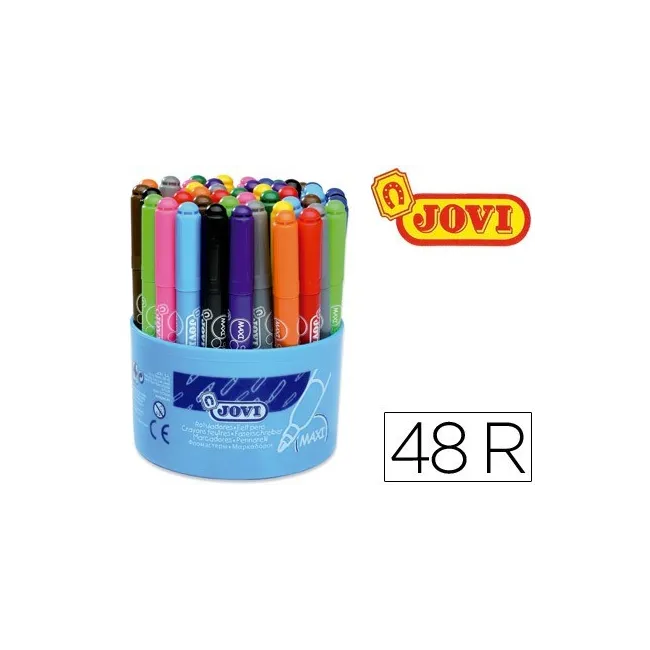 ROTULADOR JOVI MAXI 13 MM BOTE DE 48 UNIDADES 12 COLORES4 UNIDADES ...