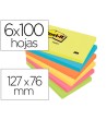 BLOC DE NOTAS ADHESIVAS QUITA Y PON POST-IT 76X127 MM NEON PACK DE ...