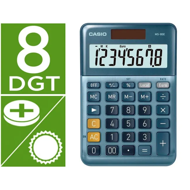 CALCULADORA CASIO MS-80E SOBREMESA 8 DIGITOS TX +/- TECLA DOBLE CER...