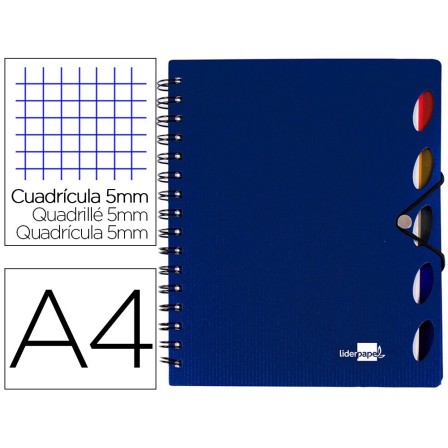 CUADERNO ESPIRAL LIDERPAPEL A4 MICRO EXECUTIVE TAPA PLASTICO 100H 8...