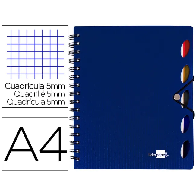 CUADERNO ESPIRAL LIDERPAPEL A4 MICRO EXECUTIVE TAPA PLASTICO 100H 8...