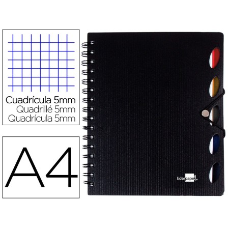 CUADERNO ESPIRAL LIDERPAPEL A4 MICRO EXECUTIVE TAPA PLASTICO 100H 8...