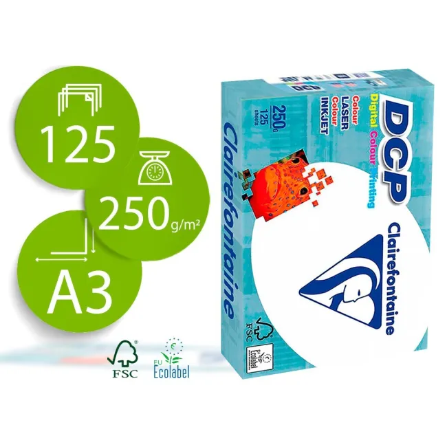 PAPEL FOTOCOPIADORA CLAIREFONTAINE DIN A3 250 GRAMOS PAQUETE DE 125...