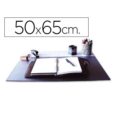 VADE SOBREMESA Q-CONNECT NEGRO CON SOLAPAS TRANSPARENTES -50X65 CM