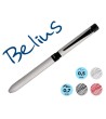 BOLIGRAFO BELIUS ZURICH 3 EN 1 CUERPO PLATEADO TINTA NEGRA Y ROJA P...