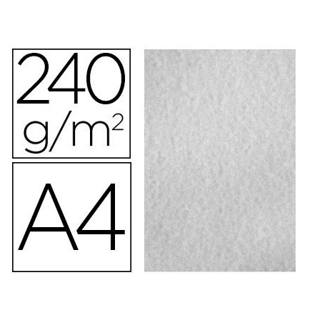 PAPEL COLOR LIDERPAPEL PERGAMINO A4 240G/M2 GRIS PACK DE 25 HOJAS