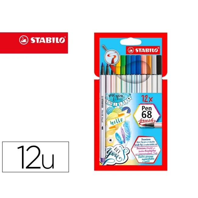 ROTULADOR STABILO ACUARELABLE PEN 68 BRUSH PUNTA PINCEL ESTUCHE DE ...