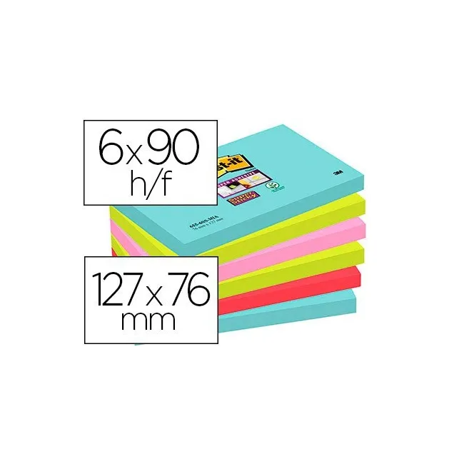 BLOC DE NOTAS ADHESIVAS QUITA Y PON POST-IT SUPER STICKY 76X127 MM ...