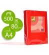 PAPEL COLOR Q-CONNECT DIN A4 80GR ROJO INTENSO PAQUETE DE 500 HOJAS