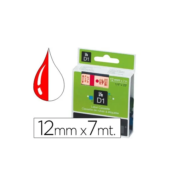 CINTA DYMO 1000 ROJO-BLANCO 12MM X 7MT D1