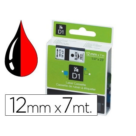 CINTA DYMO 1000 NEGRO-ROJO 12MM X 7MT D1