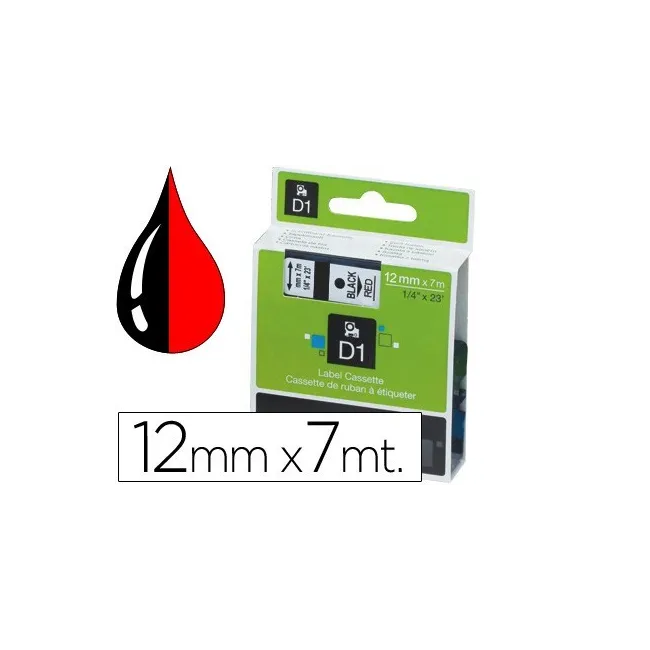 CINTA DYMO 1000 NEGRO-ROJO 12MM X 7MT D1