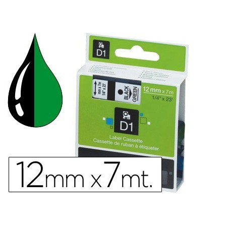 CINTA DYMO 1000 NEGRO-VERDE 12MM X 7MT D1