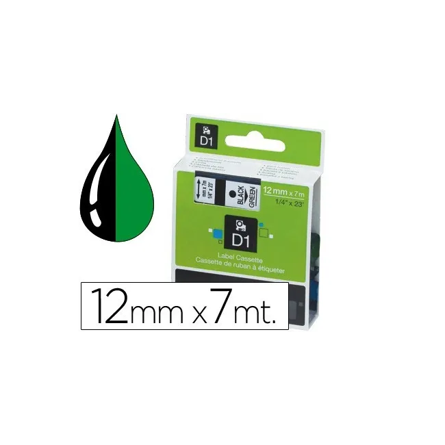 CINTA DYMO 1000 NEGRO-VERDE 12MM X 7MT D1