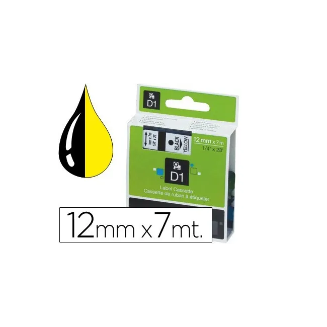CINTA DYMO 1000 NEGRO-AMARILLO12MM X 7MT D1