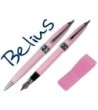 JUEGO DE BOLIGRAFO Y PLUMA BELIUS BRENA ROSA LACADO CON CRISTAL EN ...