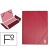 CARPETA LIDERPAPEL GOMAS FOLIO SOLAPAS PLASTICO BURDEOS