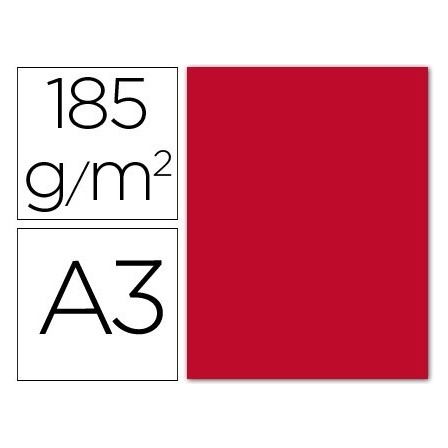 CARTULINA GUARRO DIN A3 ROJO 185 GR PAQUETE 50 H