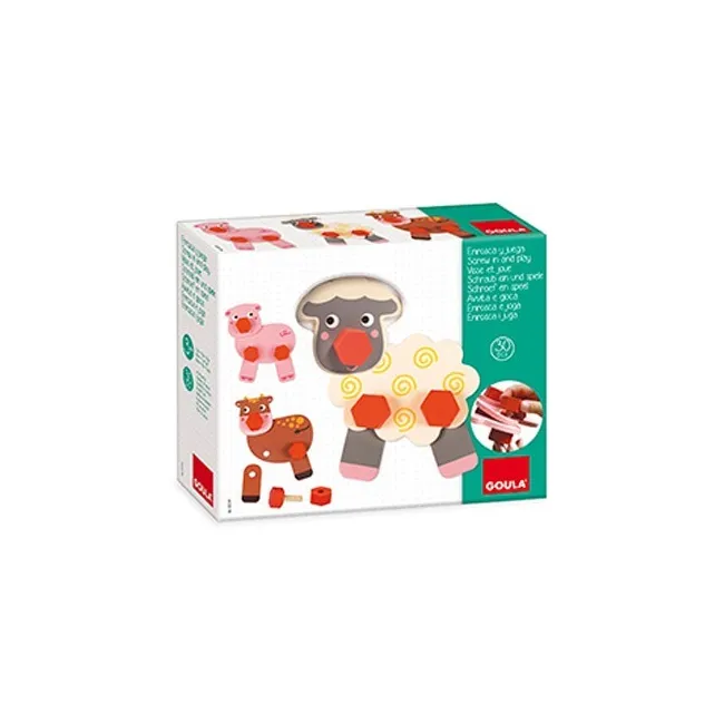 JUEGO GOULA DIDACTICO ENROSCA Y JUEGA ANIMALES GRANJA