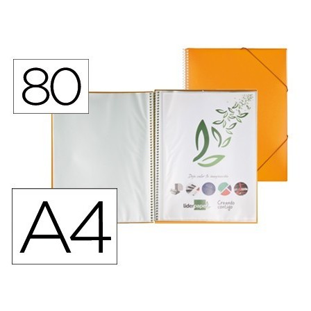 CARPETA LIDERPAPEL ESCAPARATE CON ESPIRAL 80 FUNDAS POLIPROPILENO D...