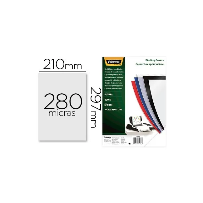 TAPA DE ENCUADERNACION FELLOWES DIN A4 POLIPROPILENO NEGRO 280 MICR...