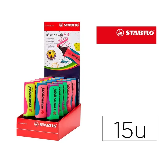 ROTULADOR STABILO BOSS SPLASH 75 EXPOSITOR SOBREMESA DE 15 UNIDADES...