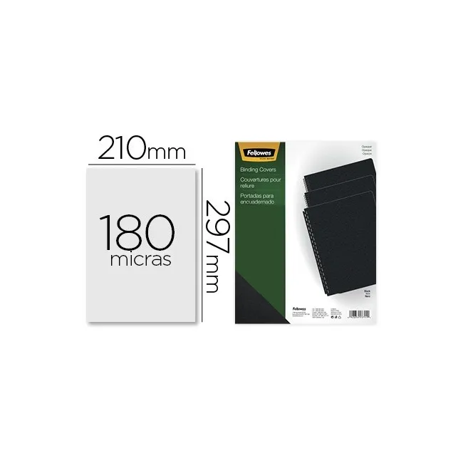 TAPA DE ENCUADERNACION FELLOWES DIN A4 PVC OPACO NEGRO 180 MICRAS P...
