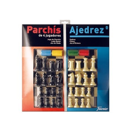 PARCHIS CON AJEDREZ TABLERO GRANDE 4 JUGADORES 41X40X4,8