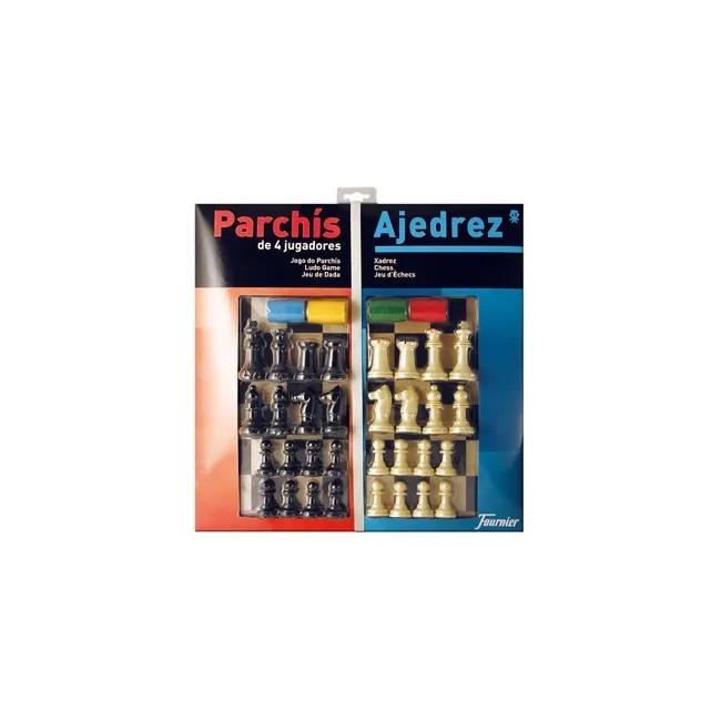 PARCHIS CON AJEDREZ TABLERO GRANDE 4 JUGADORES 41X40X4,8