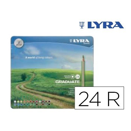 LAPICES DE COLORES LYRA GRADUATE CAJA METALICA DE 24 COLORES SURTIDOS