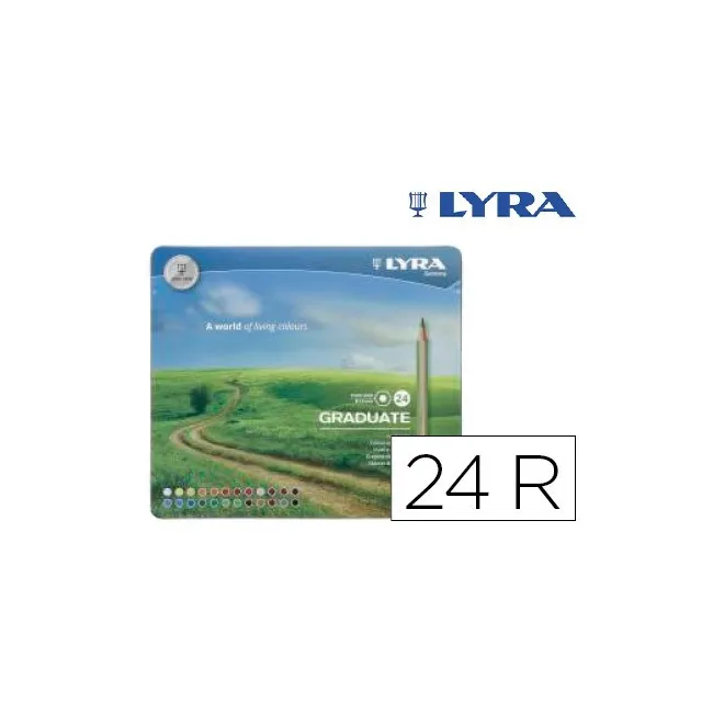 LAPICES DE COLORES LYRA GRADUATE CAJA METALICA DE 24 COLORES SURTIDOS