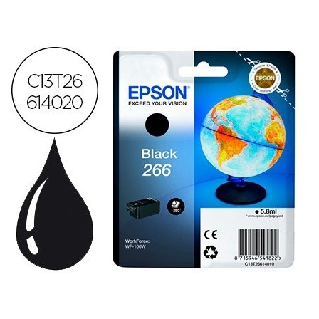 INK-JET EPSON 266 WF-100W NEGRO 250 PAGINAS