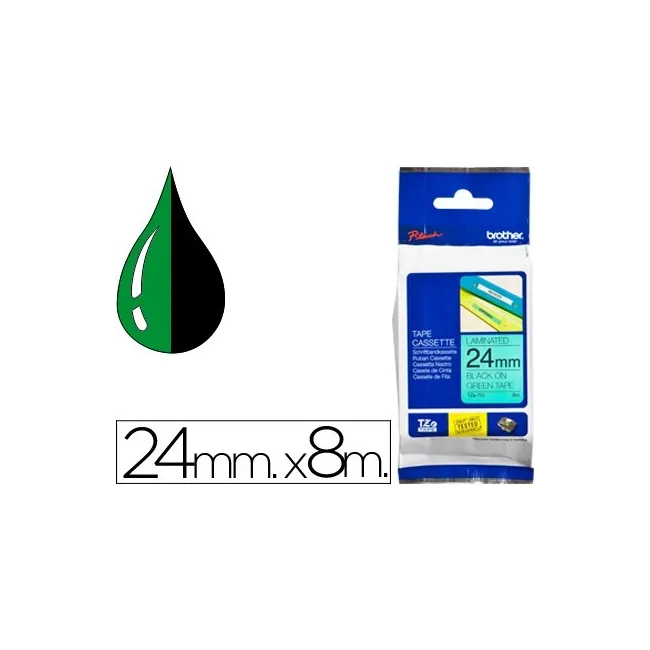 CINTA BROTHER TZE-751 VERDE-NEGRO 24MM LONGITUD 8 MT