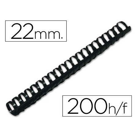 CANUTILLO Q-CONNECT REDONDO 22 MM PLASTICO NEGRO CAPACIDAD 200 HOJA...