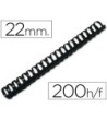 CANUTILLO Q-CONNECT REDONDO 22 MM PLASTICO NEGRO CAPACIDAD 200 HOJA...