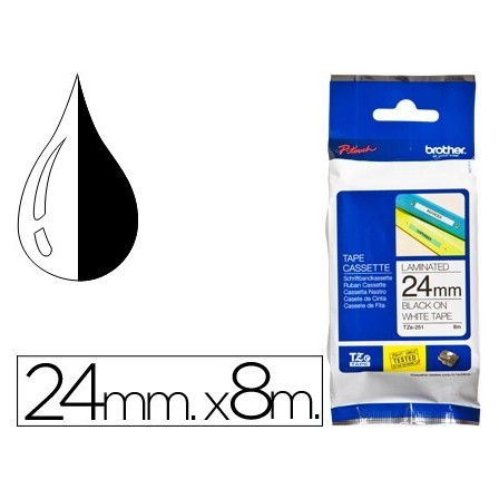 CINTA BROTHER TZE-251 BLANCO-NEGRO 24MM LONGITUD 8 MT