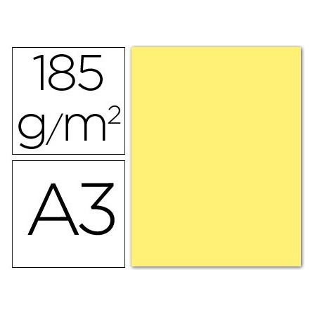 CARTULINA GUARRO DIN A3 AMARILLO 185 GR PAQUETE 50 H