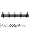 PERCHERO LIDERPAPEL PARED METALICO 5 COLGADORES COLOR NEGRO 430X88X...