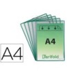 FUNDA PARA COLGAR TARIFOLD DIN A4 PVC CON ANILLA MARCO VERDE PACK D...