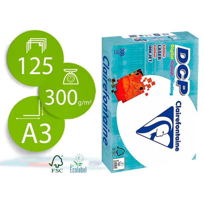 PAPEL FOTOCOPIADORA CLAIREFONTAINE DIN A3 300 GRAMOS PAQUETE DE 125...
