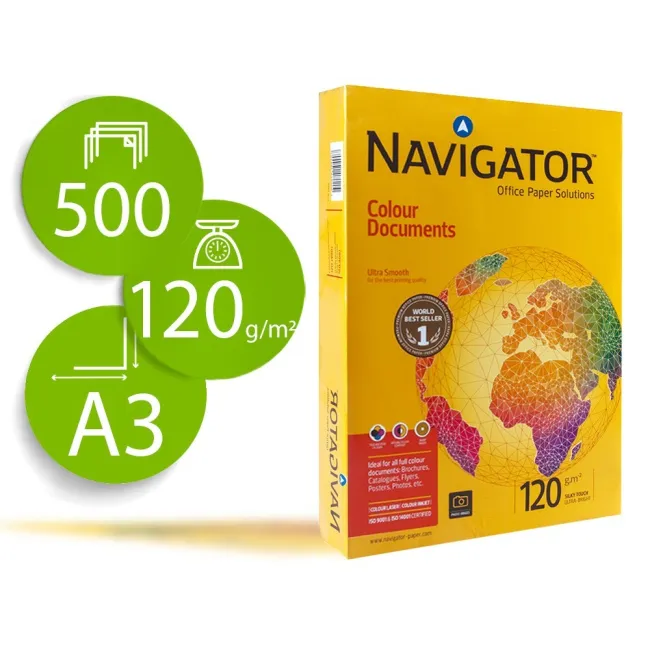 PAPEL FOTOCOPIADORA NAVIGATOR DIN A3 120 GRAMOS PAQUETE DE 500 HOJAS