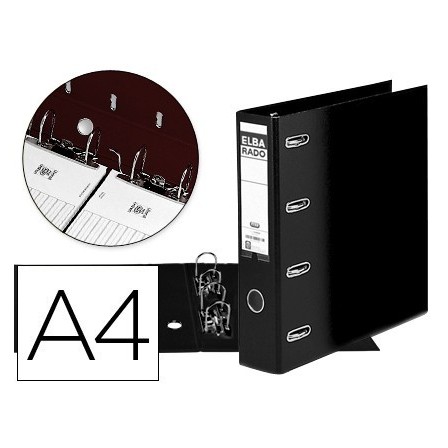 ARCHIVADOR DE PALANCA ELBA CARTON FORRADO DIN A4 NEGRO LOMO DE 75 M...