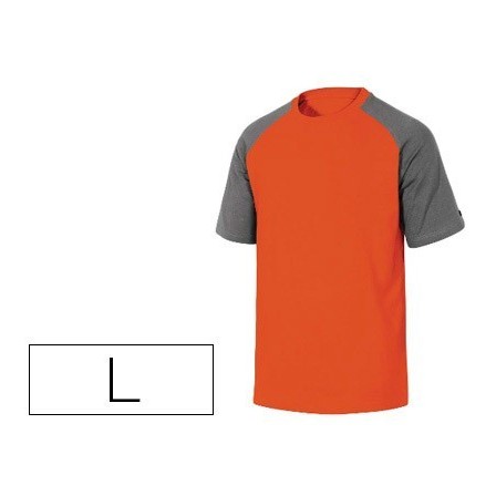 CAMISETA DE ALGODON DELTAPLUS COLOR GRIS NARANJA TALLA L