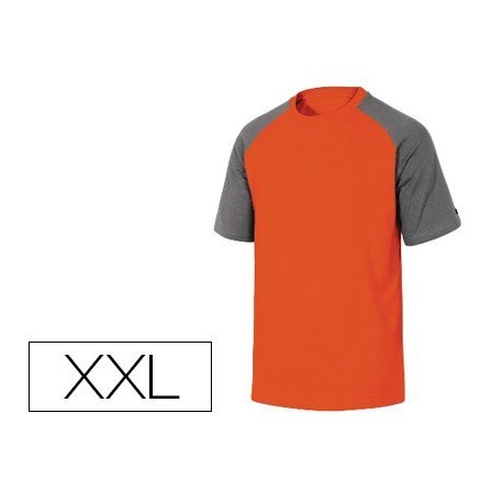 CAMISETA DE ALGODON DELTAPLUS COLOR GRIS NARANJA TALLA XXL